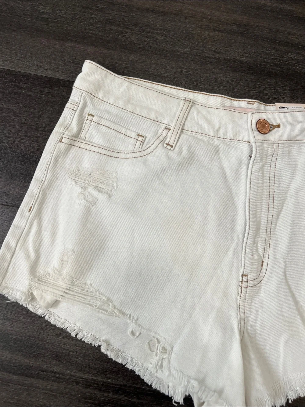 off White Distressed Denim Women's Shorts
